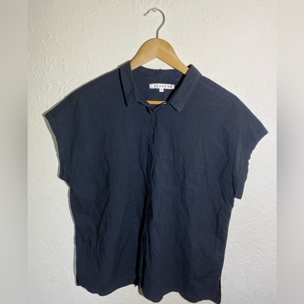 NWOT $168 XiRENA Black 100% Cotton Short Sleeve Top (‎ M )